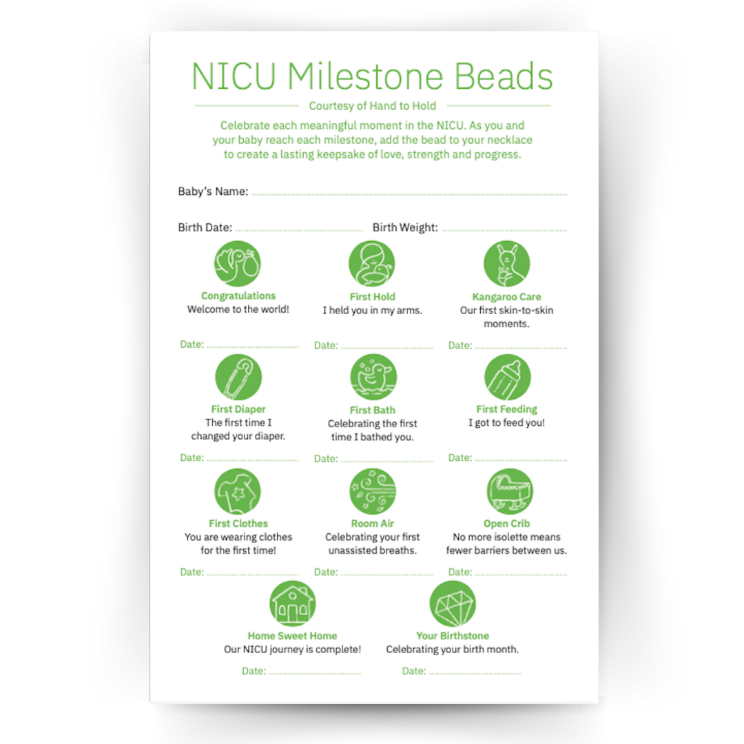 NICU Milestone Bead Chart Package (qty 25)
