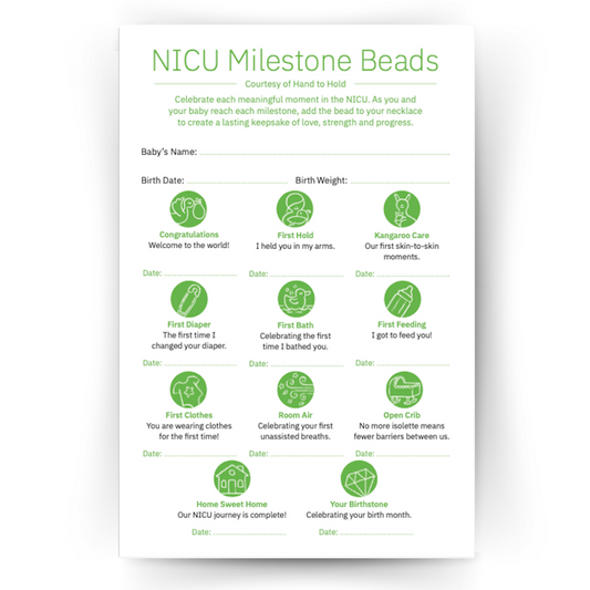 NICU Milestone Bead Chart Package (qty 25)