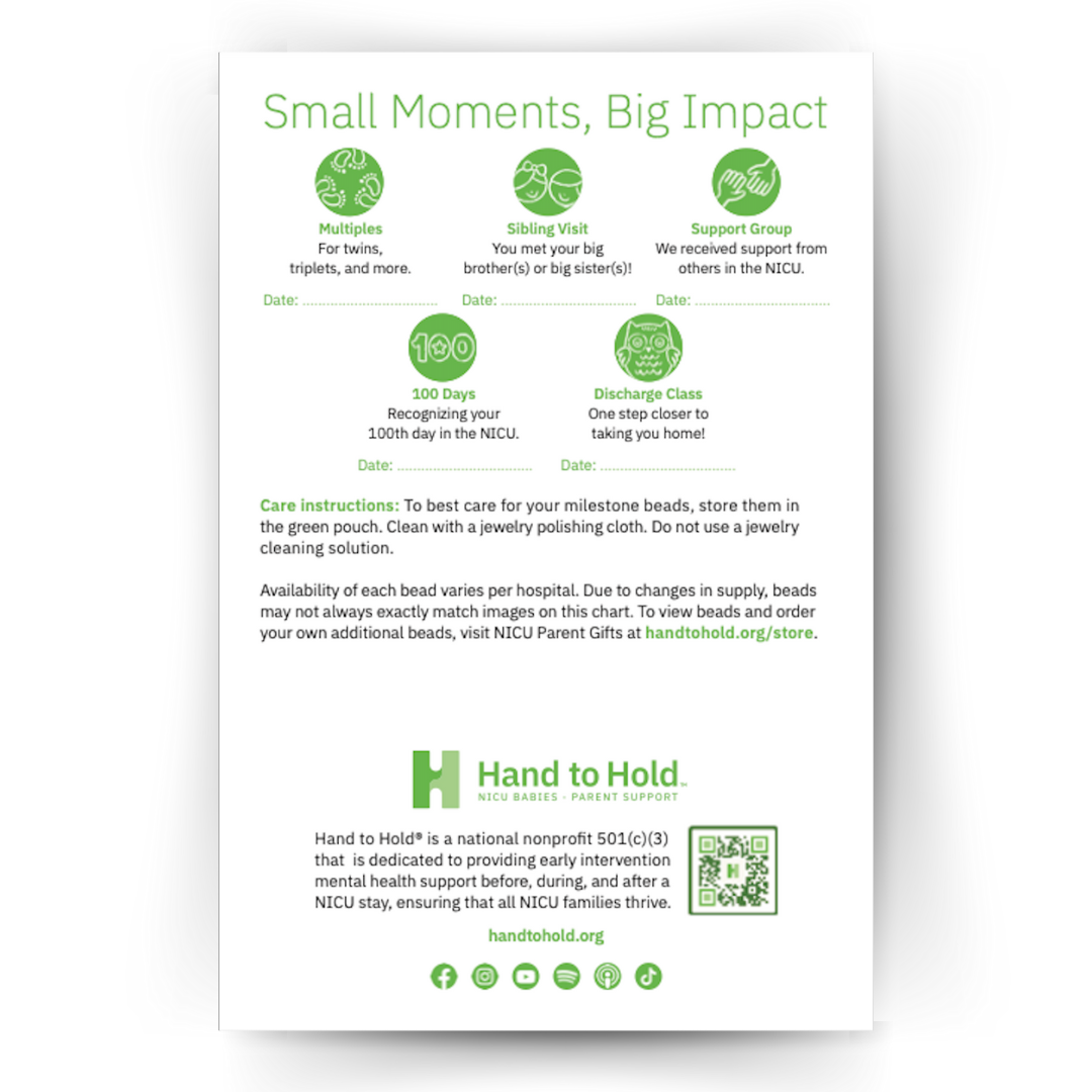 NICU Milestone Bead Chart Package (qty 25)