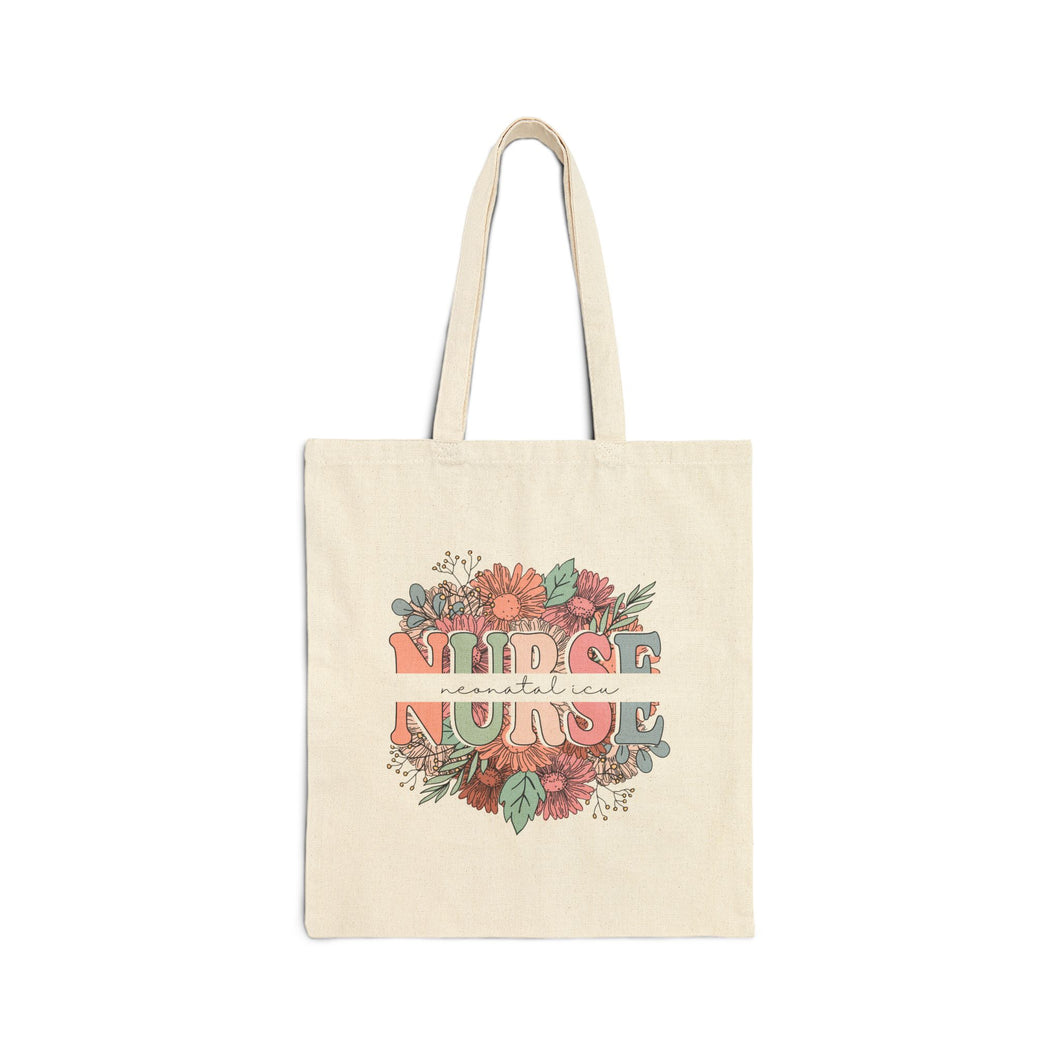 NICU Nurse Floral Cotton Canvas Tote Bag